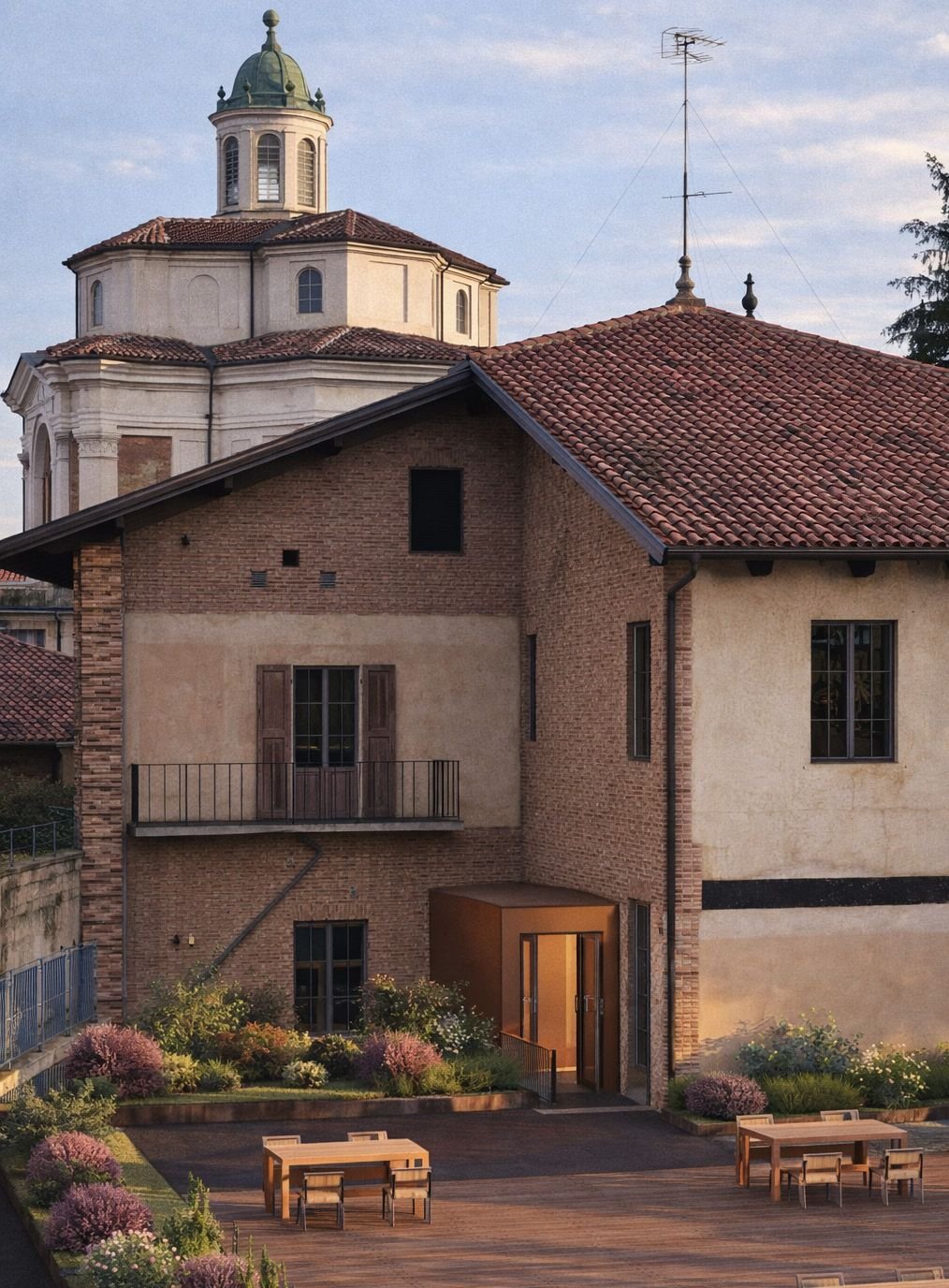 Exterior with dome and garden terrace