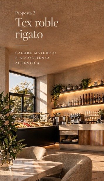 Proposal 2, Tex roble rigato: café counter and seating