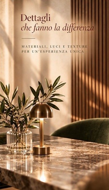 Details that make the difference: marble table and brass lamp